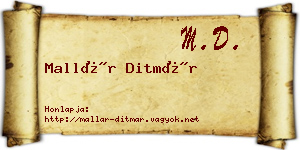 Mallár Ditmár névjegykártya